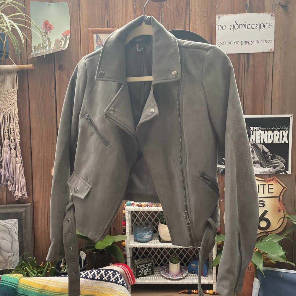 Gray Suede Jacket With Removable/Adjustable Belt - image 2